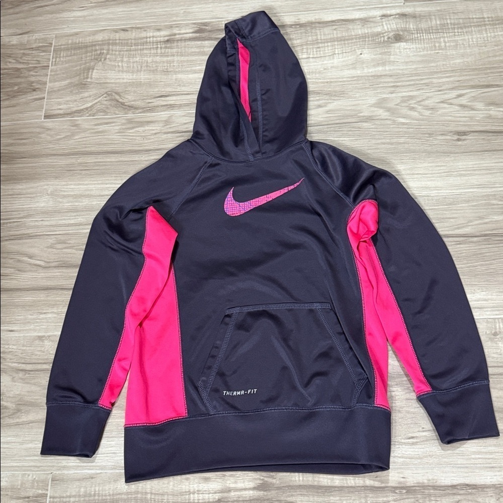 Nike Purple and Pink Therma-FIT Hoodie girl size M